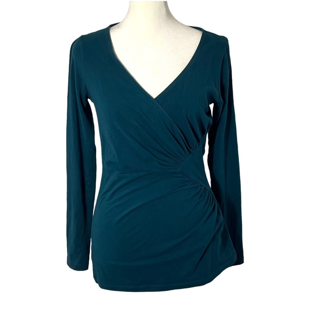CAbi Faux Wrap Cotton Long Sleeve Top, Small